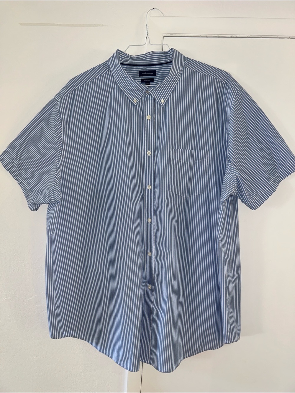 croft & barrow Blue & White Striped Button-Down Shirt Easy Care 3XB
